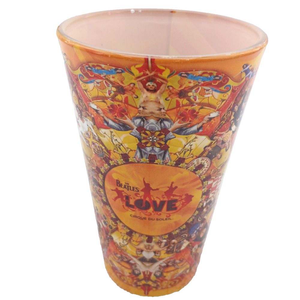 The Beatles LOVE Cirque du Soleil Souvenir Cup Psychedelic Design Drinking Glass